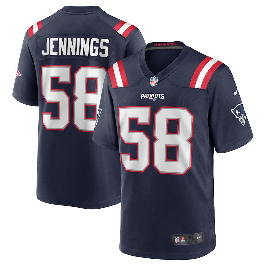Men New England Patriots 58 Anfernee Jennings Nike Navy Team Game NFL Jersey